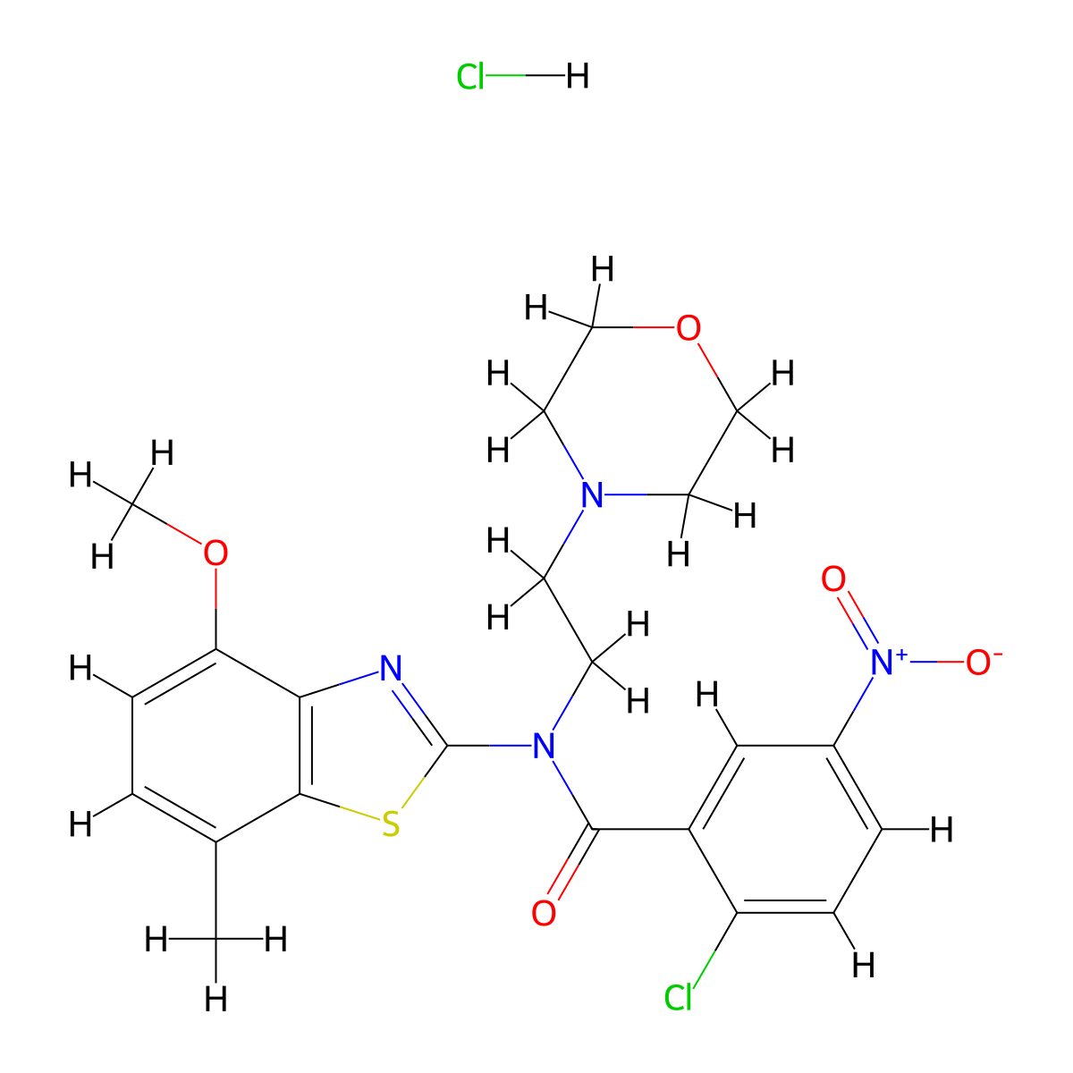 2-chloro-N-(4-methoxy-7-methylbenzo[d]thiazol-2-yl)-N-(2-morpholinoethyl)-5-nitrobenzamide hydrochloride molecular structure, CAS 1217077-77-4