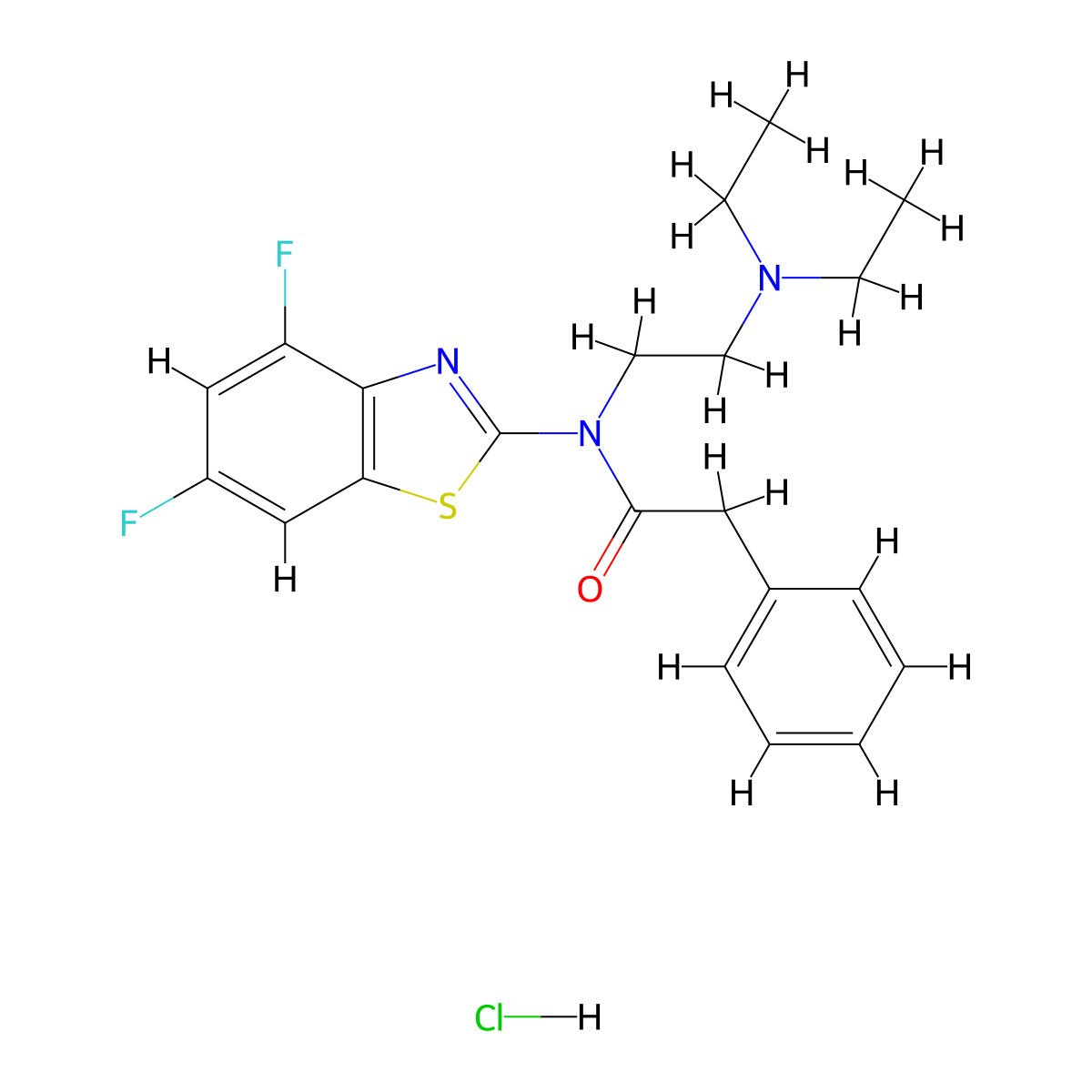N-(2-(diethylamino)ethyl)-N-(4,6-difluorobenzo[d]thiazol-2-yl)-2-phenylacetamide hydrochloride molecular structure, CAS 1217077-81-0