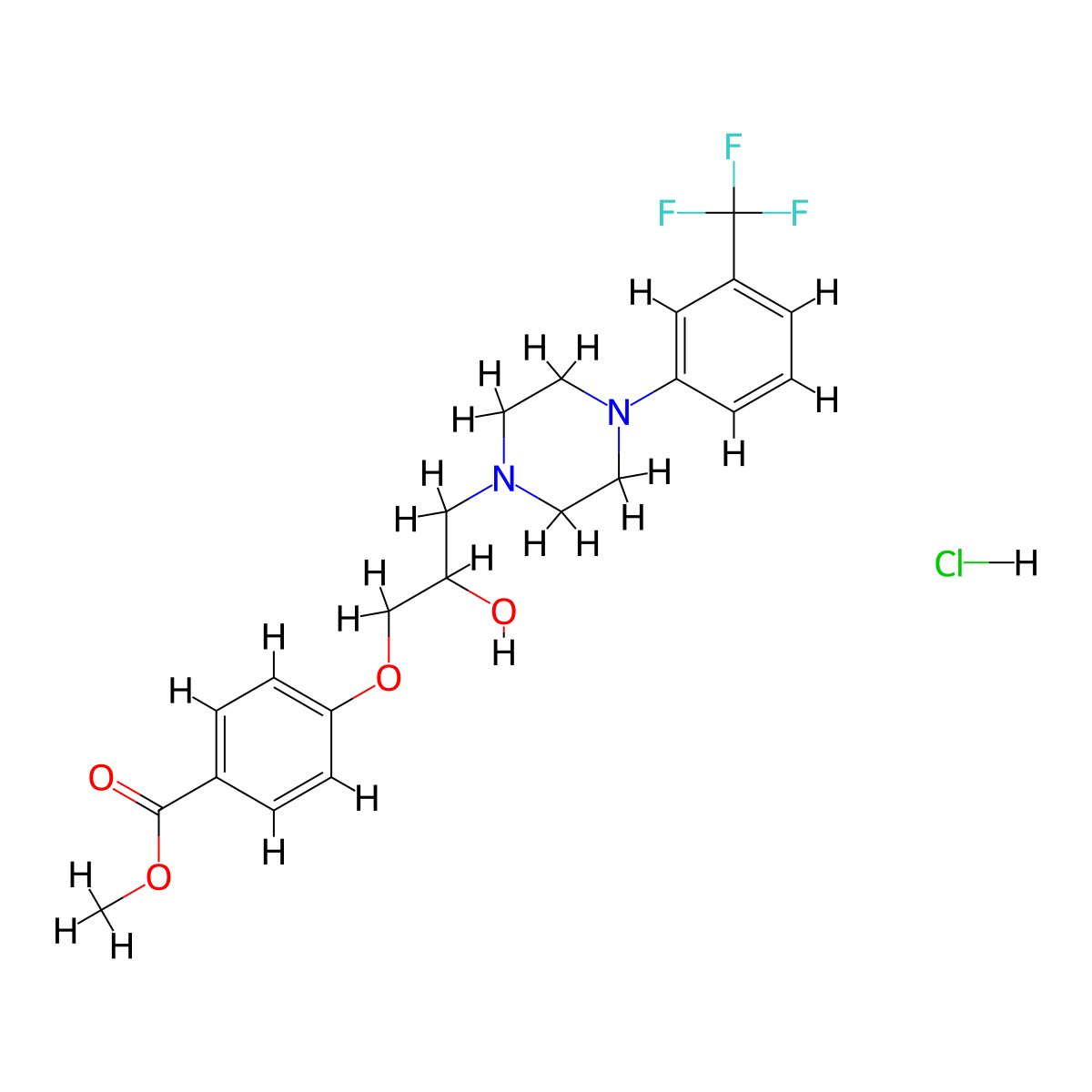 Methyl 4-(2-hydroxy-3-{4-[3-(trifluoromethyl)phenyl]piperazin-1-YL}propoxy)benzoate hydrochloride molecular structure, CAS 1217078-19-7