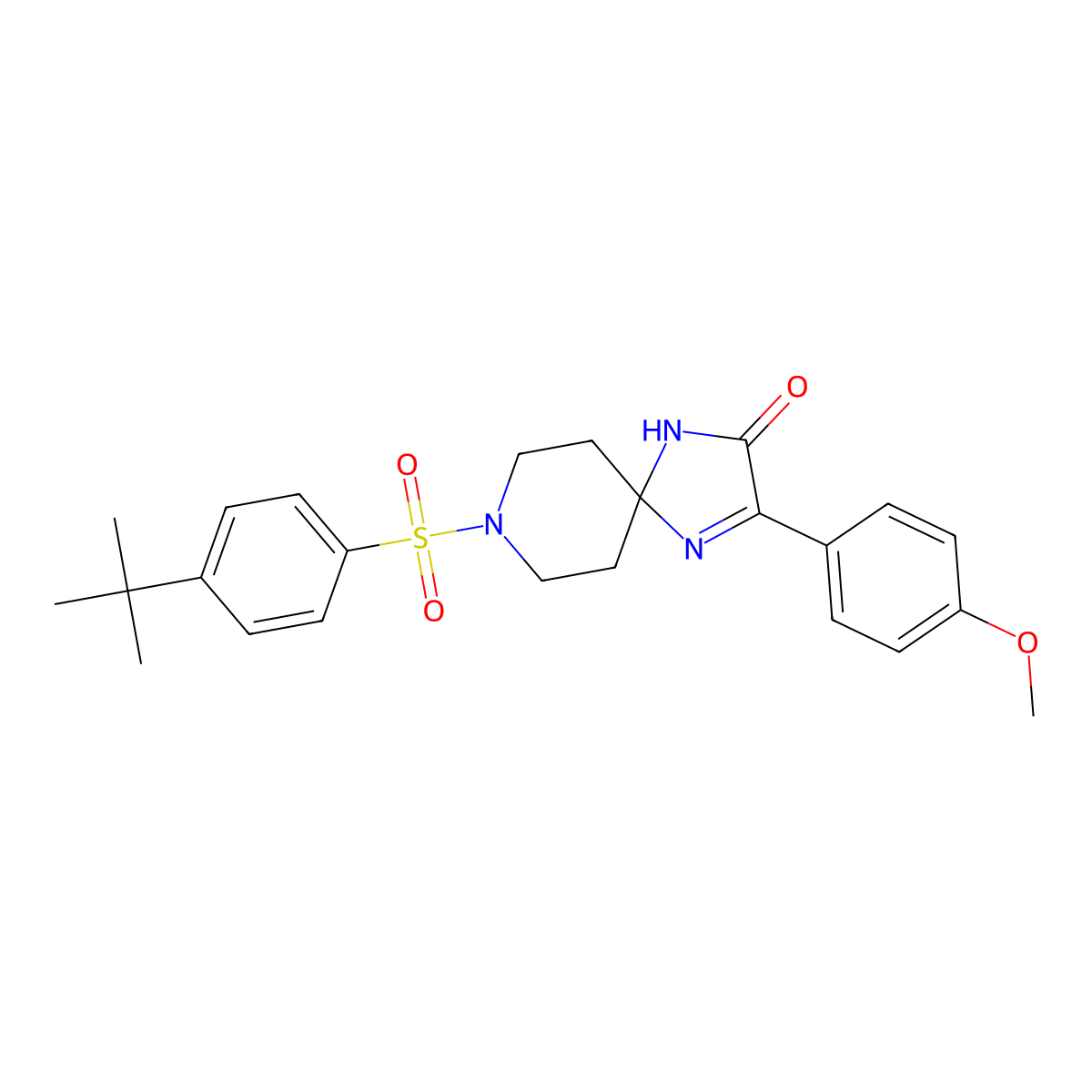 8-(4-Tert-butylbenzenesulfonyl)-3-(4-methoxyphenyl)-1,4,8-triazaspiro[4.5]dec-3-en-2-one molecular structure, CAS 1217078-43-7