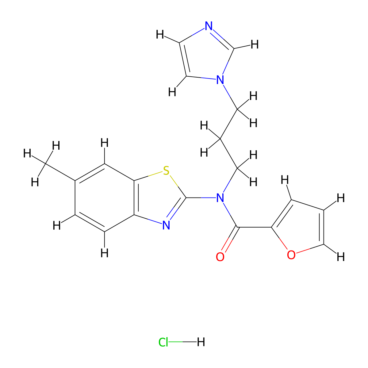N-(3-(1H-imidazol-1-yl)propyl)-N-(6-methylbenzo[d]thiazol-2-yl)furan-2-carboxamide hydrochloride molecular structure, CAS 1217078-62-0