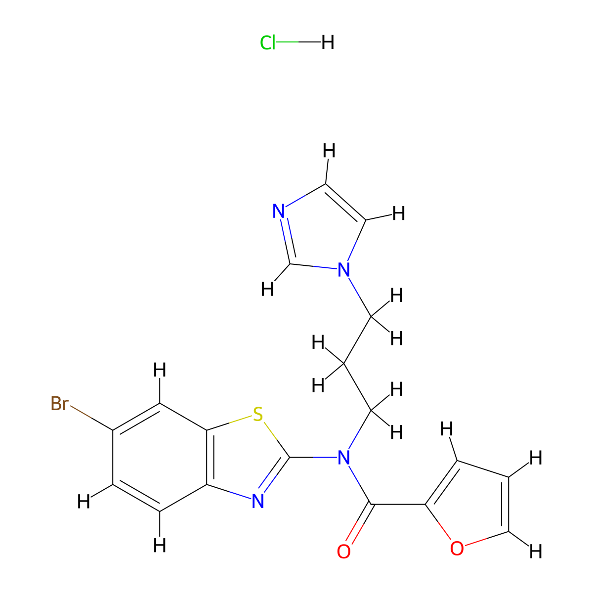 N-(3-(1H-imidazol-1-yl)propyl)-N-(6-bromobenzo[d]thiazol-2-yl)furan-2-carboxamide hydrochloride molecular structure, CAS 1217078-80-2