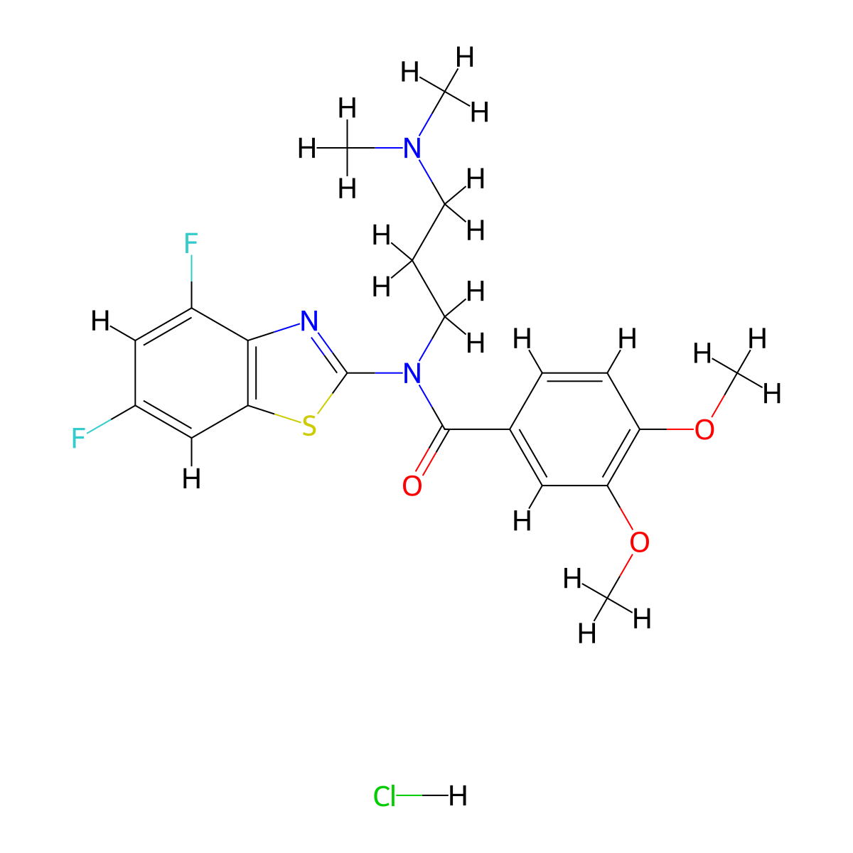 N-(4,6-difluorobenzo[d]thiazol-2-yl)-N-(3-(dimethylamino)propyl)-3,4-dimethoxybenzamide hydrochloride molecular structure, CAS 1217080-06-2