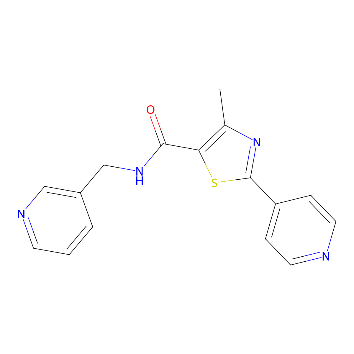 4-methyl-2-(pyridin-4-yl)-N-(pyridin-3-ylmethyl)-1,3-thiazole-5-carboxamide molecular structure, CAS 1217080-81-3