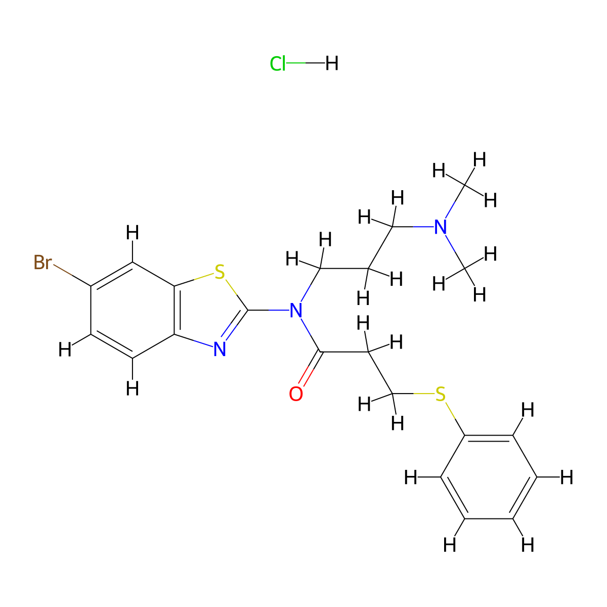 N-(6-bromobenzo[d]thiazol-2-yl)-N-(3-(dimethylamino)propyl)-3-(phenylthio)propanamide hydrochloride molecular structure, CAS 1217081-75-8