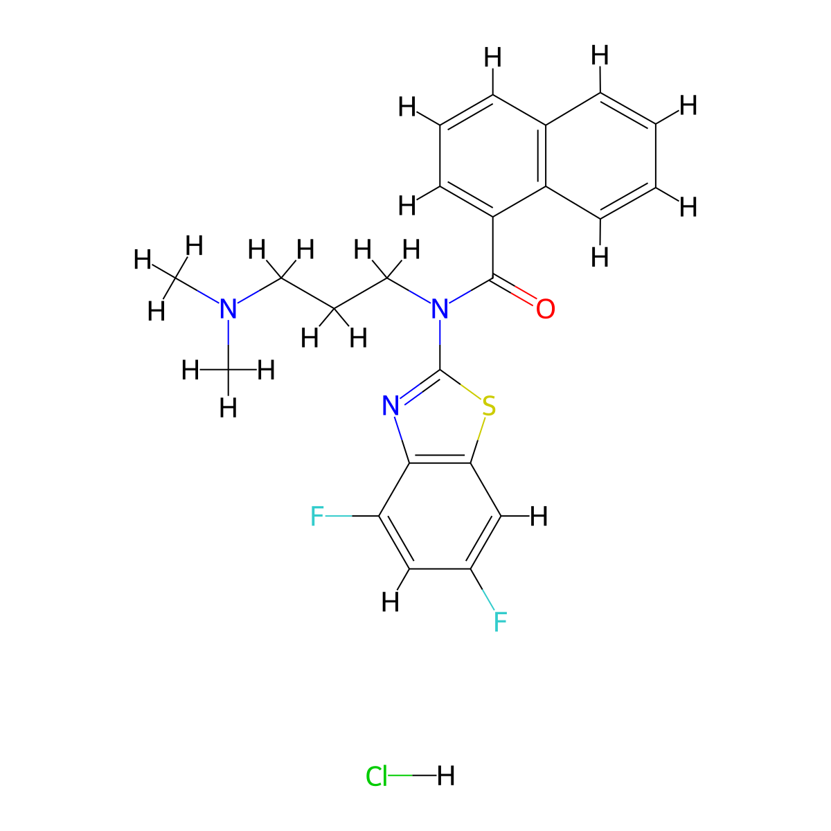 N-(4,6-difluorobenzo[d]thiazol-2-yl)-N-(3-(dimethylamino)propyl)-1-naphthamide hydrochloride molecular structure, CAS 1217082-56-8