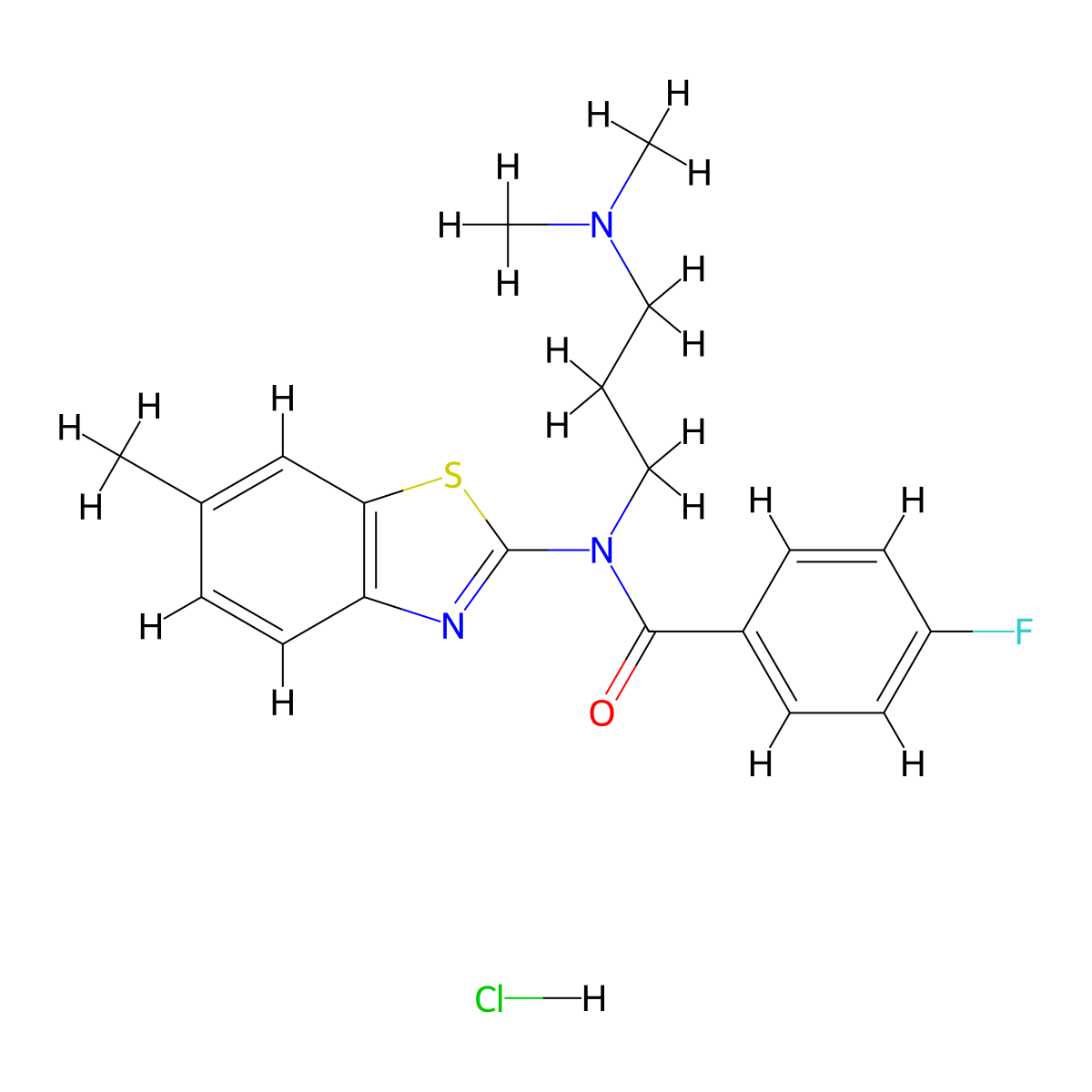 N-(3-(dimethylamino)propyl)-4-fluoro-N-(6-methylbenzo[d]thiazol-2-yl)benzamide hydrochloride molecular structure, CAS 1217083-99-2