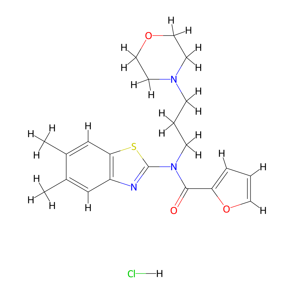 N-(5,6-dimethylbenzo[d]thiazol-2-yl)-N-(3-morpholinopropyl)furan-2-carboxamide hydrochloride molecular structure, CAS 1217085-29-4