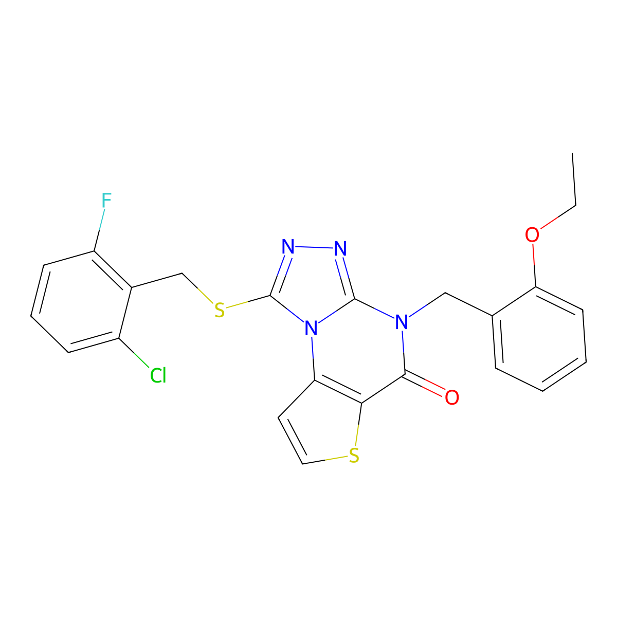 1-((2-chloro-6-fluorobenzyl)thio)-4-(2-ethoxybenzyl)thieno[2,3-e][1,2,4]triazolo[4,3-a]pyrimidin-5(4H)-one molecular structure, CAS 1217085-97-6