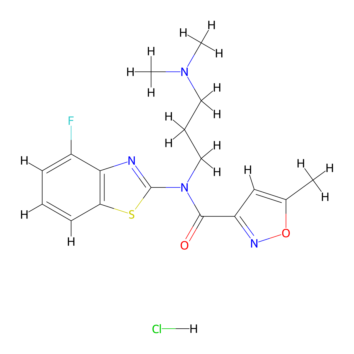 N-(3-(dimethylamino)propyl)-N-(4-fluorobenzo[d]thiazol-2-yl)-5-methylisoxazole-3-carboxamide hydrochloride molecular structure, CAS 1217086-42-4