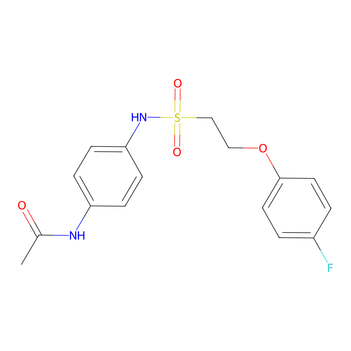 N-(4-(2-(4-fluorophenoxy)ethylsulfonamido)phenyl)acetamide molecular structure, CAS 1217086-60-6