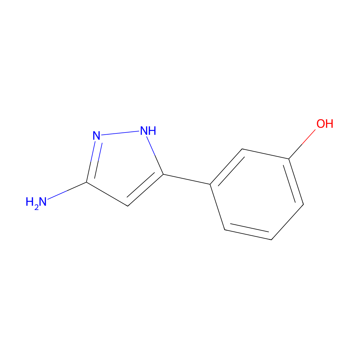 3-(3-amino-1H-pyrazol-5-yl)phenol molecular structure, CAS 1217089-39-8