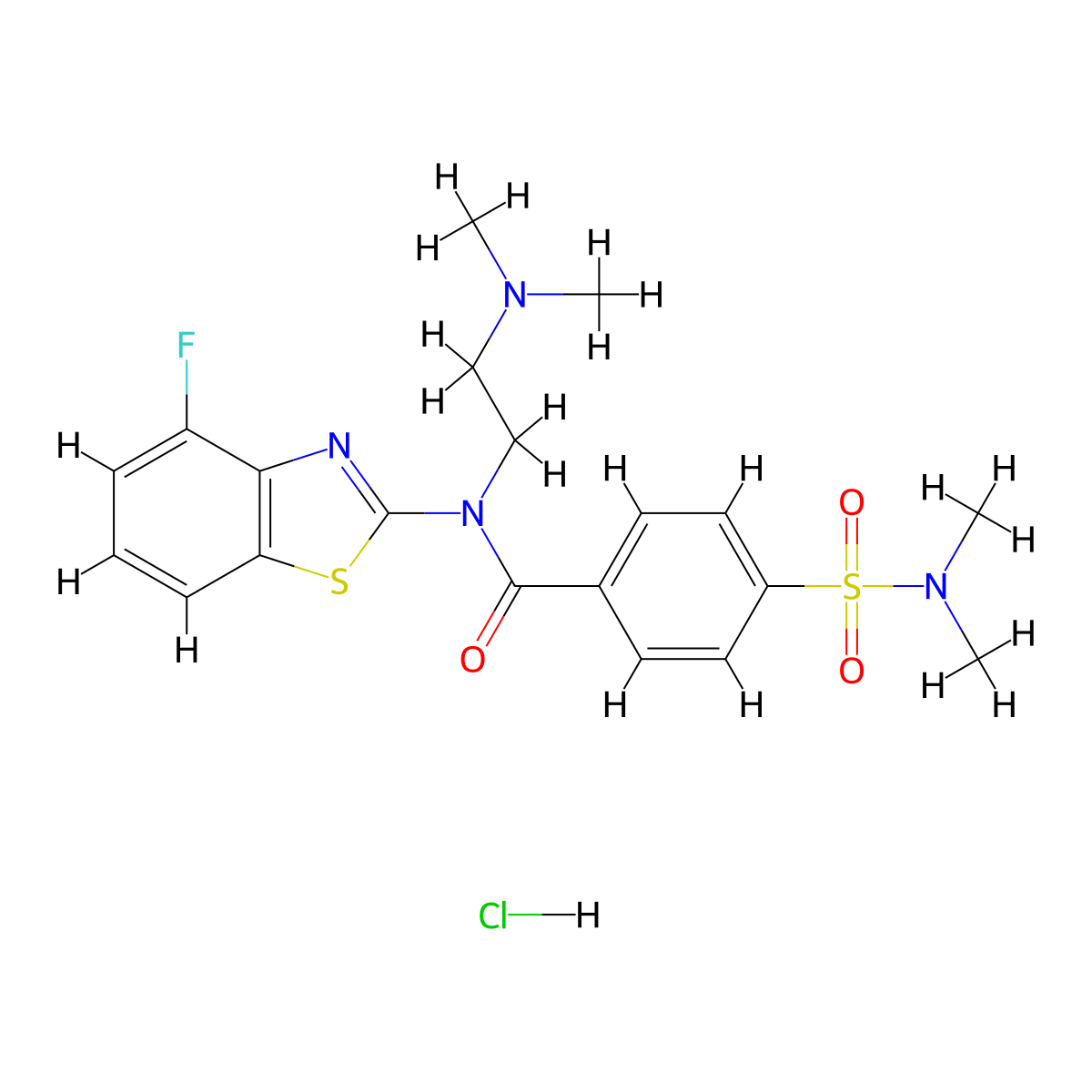 N-(2-(dimethylamino)ethyl)-4-(N,N-dimethylsulfamoyl)-N-(4-fluorobenzo[d]thiazol-2-yl)benzamide hydrochloride molecular structure, CAS 1217089-66-1