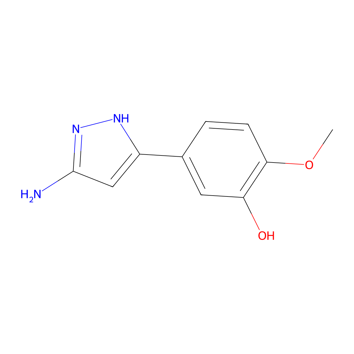 5-(3-amino-1H-pyrazol-5-yl)-2-methoxyphenol molecular structure, CAS 1217089-74-1