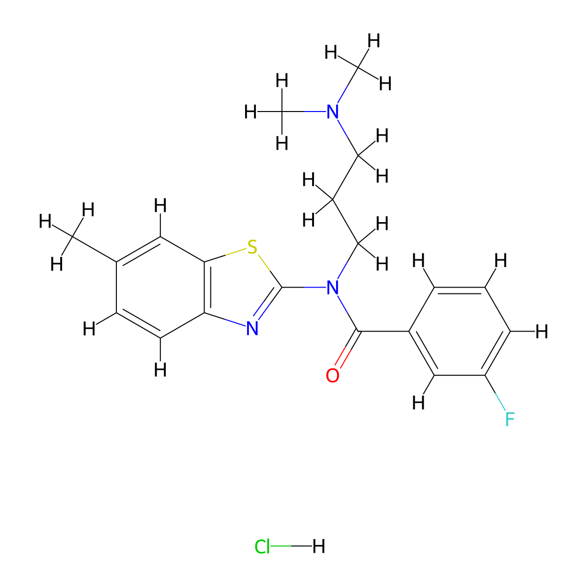 N-(3-(dimethylamino)propyl)-3-fluoro-N-(6-methylbenzo[d]thiazol-2-yl)benzamide hydrochloride molecular structure, CAS 1217090-73-7