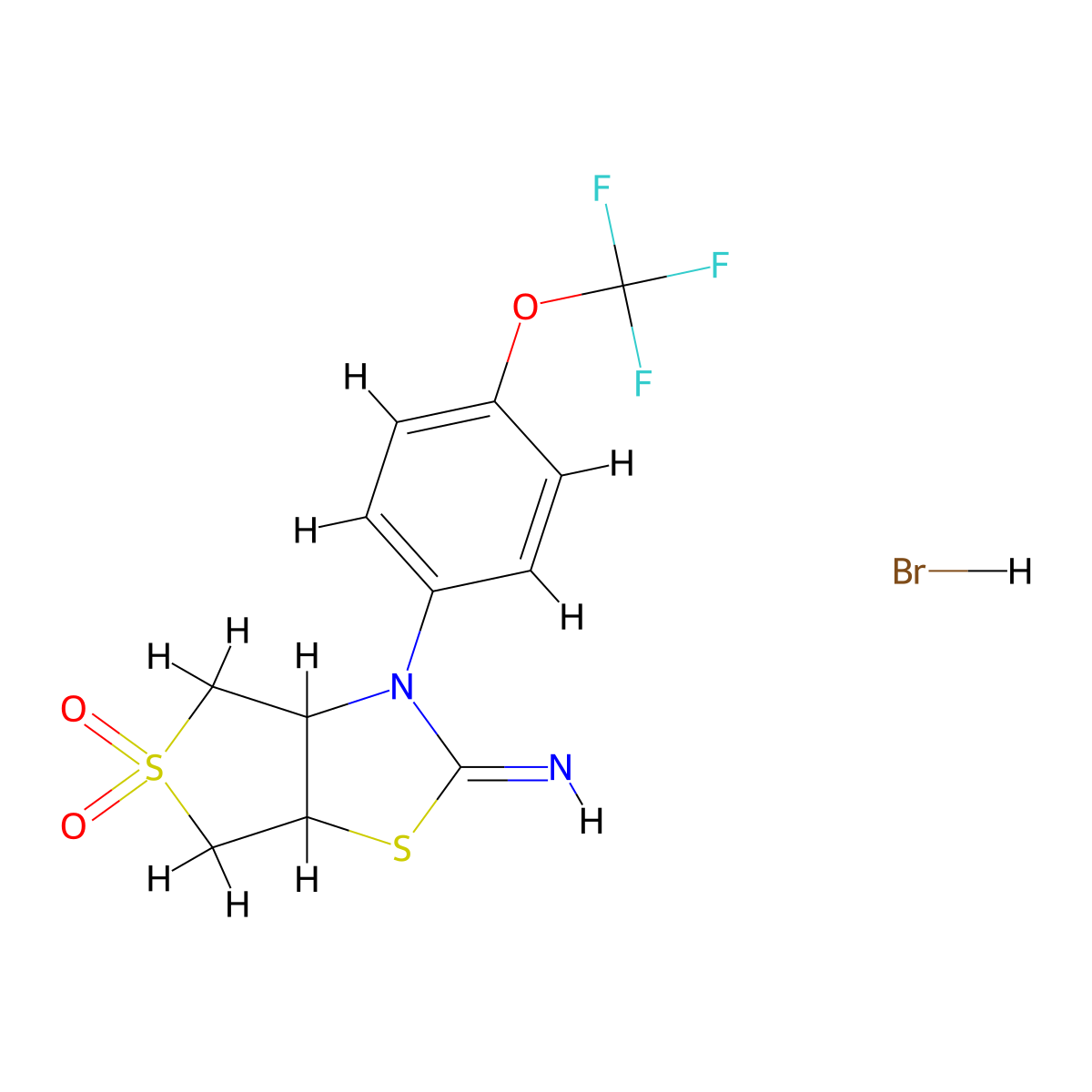 2-Imino-3-(4-(trifluoromethoxy)phenyl)hexahydrothieno[3,4-d]thiazole 5,5-dioxide hydrobromide molecular structure, CAS 1217091-25-2