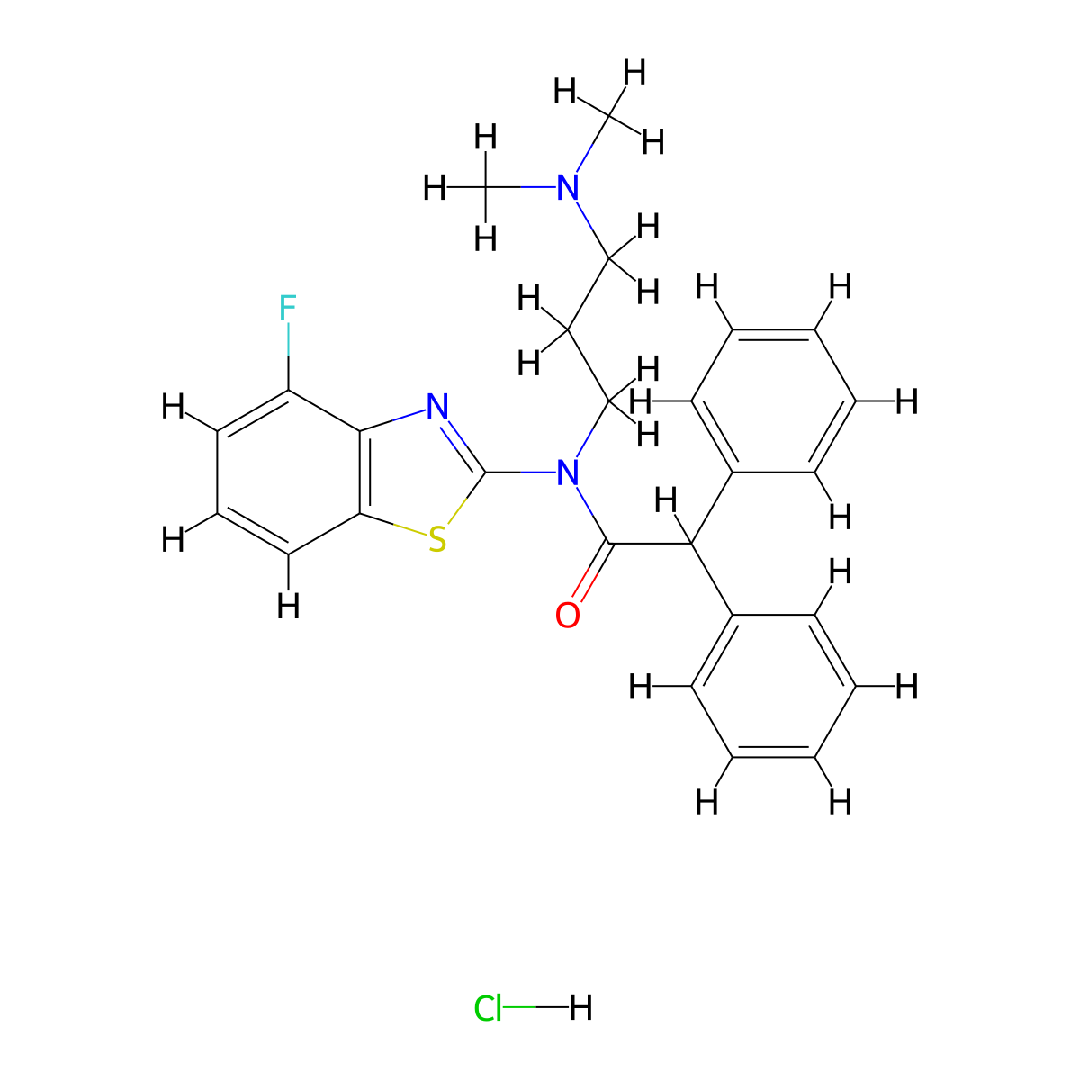 N-(3-(dimethylamino)propyl)-N-(4-fluorobenzo[d]thiazol-2-yl)-2,2-diphenylacetamide hydrochloride molecular structure, CAS 1217091-45-6