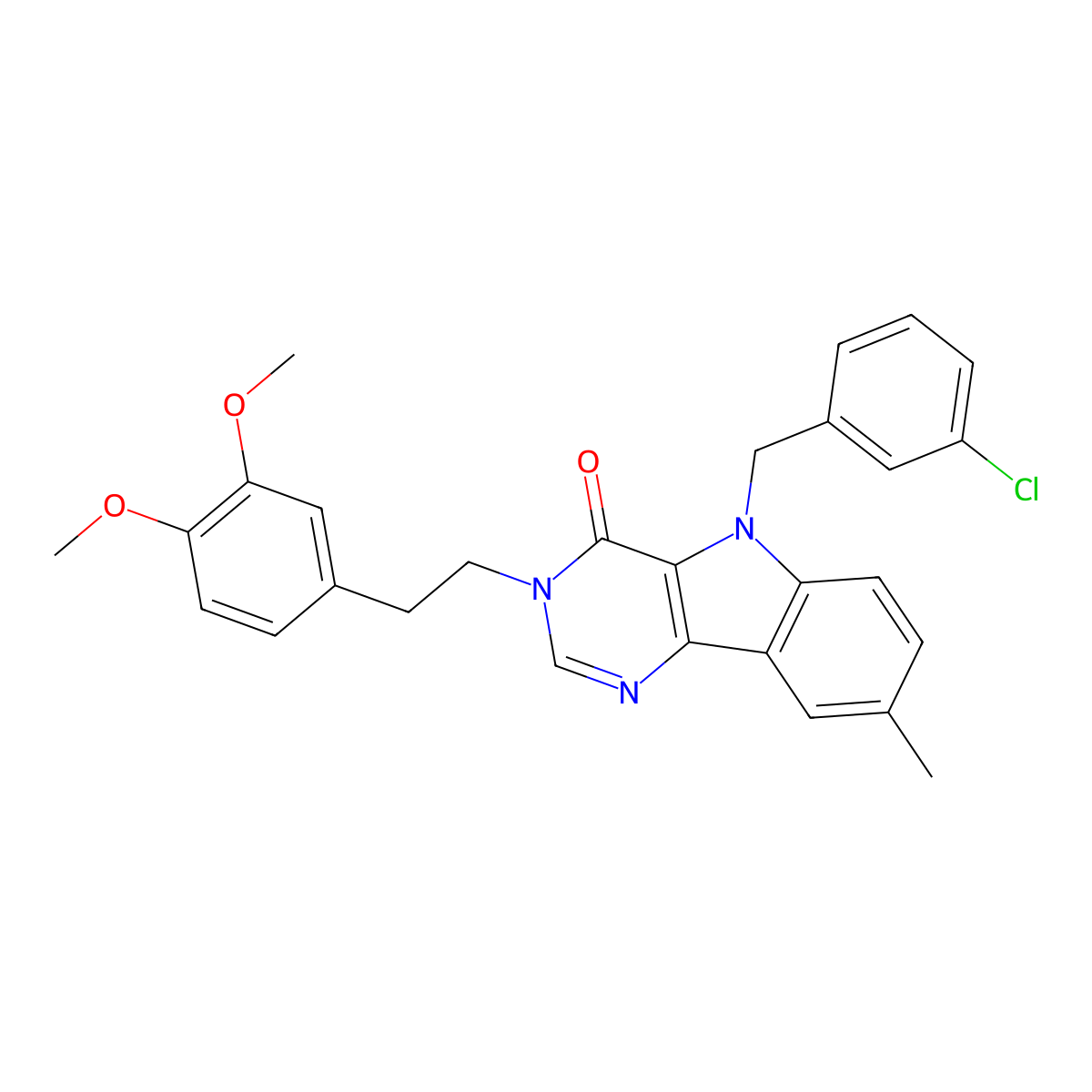 5-(3-chlorobenzyl)-3-(3,4-dimethoxyphenethyl)-8-methyl-3H-pyrimido[5,4-b]indol-4(5H)-one molecular structure, CAS 1217091-93-4