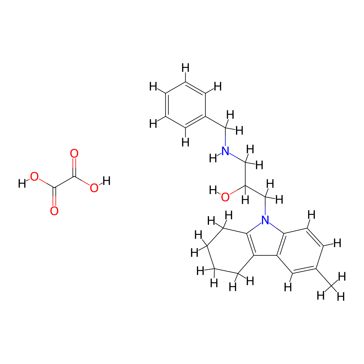 1-(benzylamino)-3-(6-methyl-3,4-dihydro-1H-carbazol-9(2H)-yl)propan-2-ol oxalate molecular structure, CAS 1217093-10-1