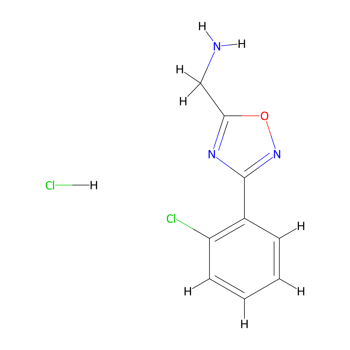 {[3-(2-Chlorophenyl)-1,2,4-oxadiazol-5-yl]methyl}amine hydrochloride molecular structure, CAS 1217095-86-7