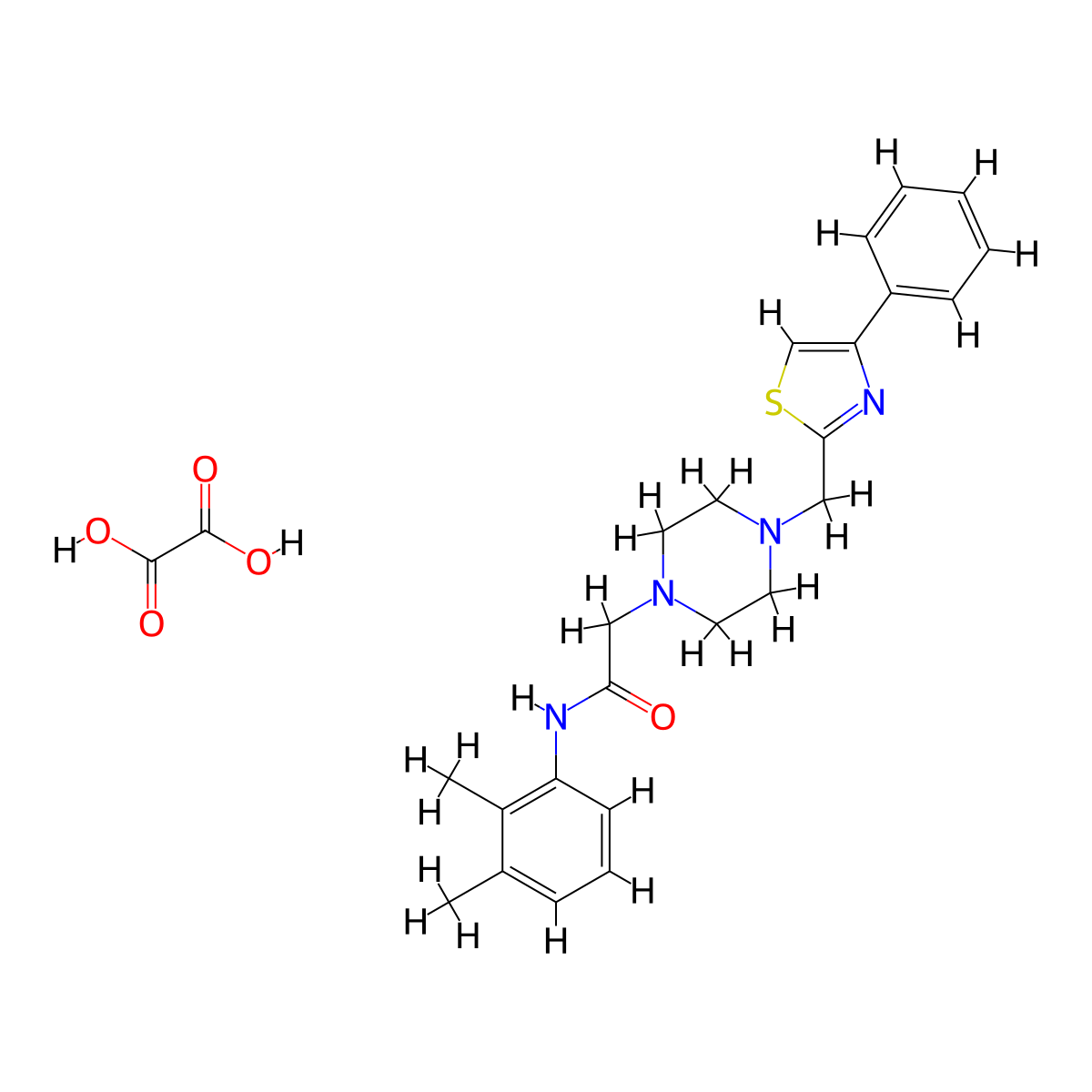 N-(2,3-dimethylphenyl)-2-(4-((4-phenylthiazol-2-yl)methyl)piperazin-1-yl)acetamide oxalate molecular structure, CAS 1217096-89-3