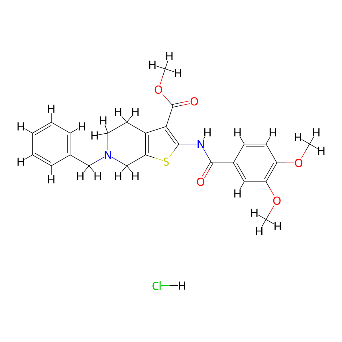 Methyl 6-benzyl-2-(3,4-dimethoxybenzamido)-4,5,6,7-tetrahydrothieno[2,3-c]pyridine-3-carboxylate hydrochloride molecular structure, CAS 1217098-44-6