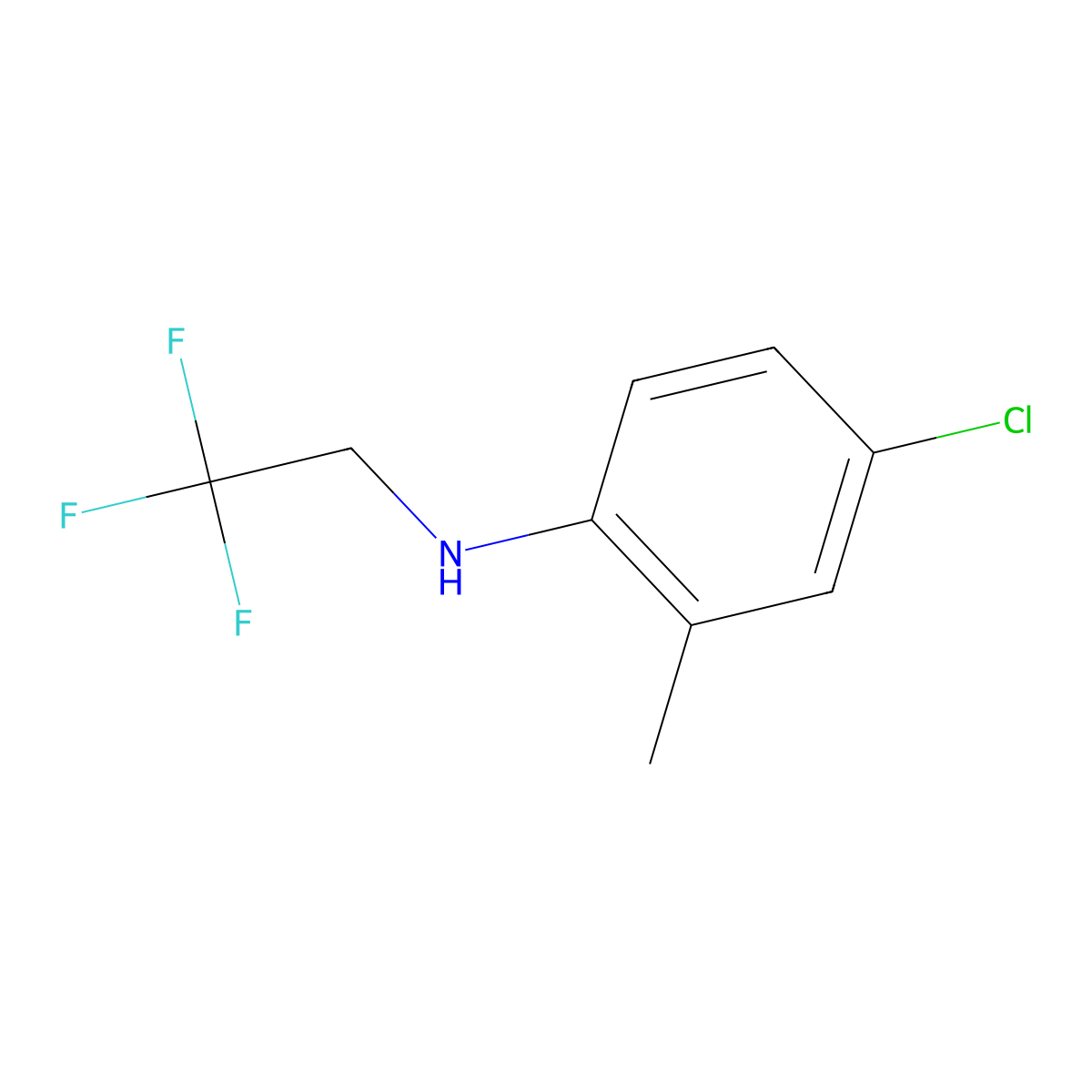 4-chloro-2-methyl-N-(2,2,2-trifluoroethyl)aniline molecular structure, CAS 1217099-72-3