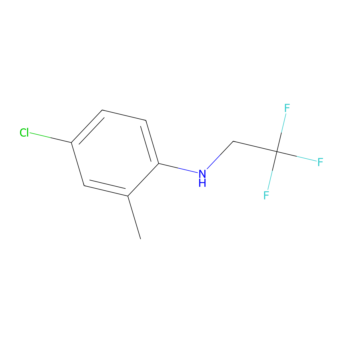 4-chloro-2-methyl-N-(2,2,2-trifluoroethyl)aniline molecular structure, CAS 1217099-72-3