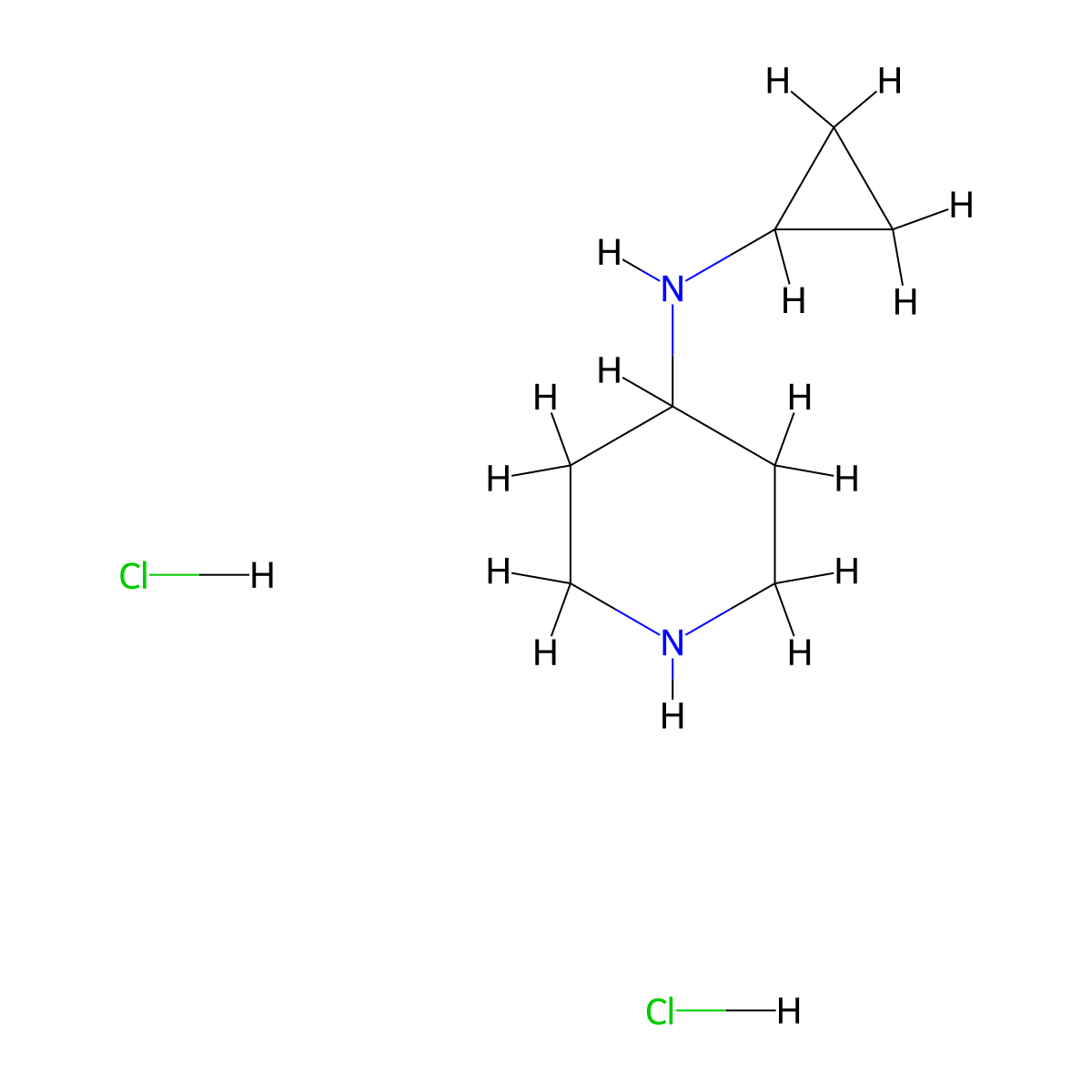 N-cyclopropylpiperidin-4-amine dihydrochloride molecular structure, CAS 1217100-00-9
