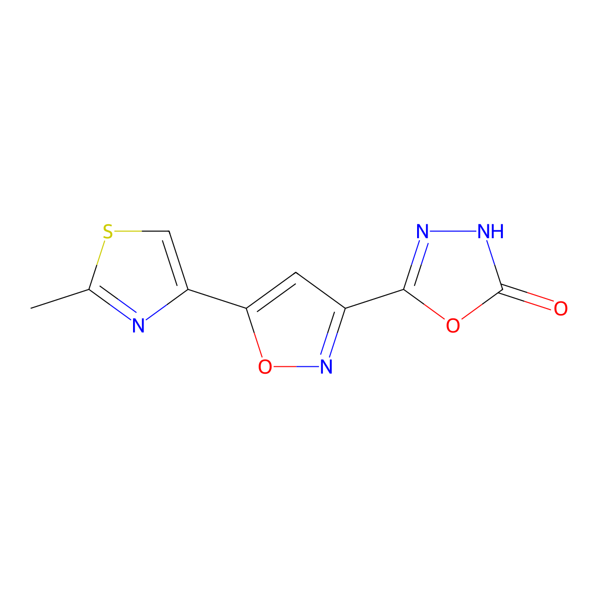 5-[5-(2-Methyl-1,3-thiazol-4-yl)isoxazol-3-yl]-1,3,4-oxadiazol-2(3H)-one molecular structure, CAS 1217100-04-3