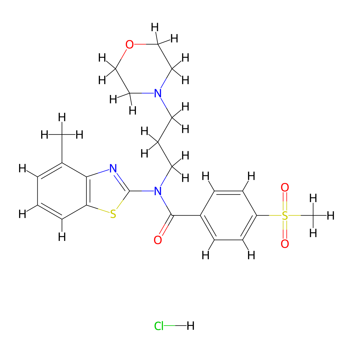 N-(4-methylbenzo[d]thiazol-2-yl)-4-(methylsulfonyl)-N-(3-morpholinopropyl)benzamide hydrochloride molecular structure, CAS 1217100-84-9