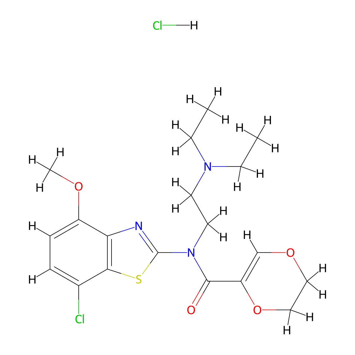 N-(7-chloro-4-methoxybenzo[d]thiazol-2-yl)-N-(2-(diethylamino)ethyl)-5,6-dihydro-1,4-dioxine-2-carboxamide hydrochloride molecular structure, CAS 1217101-72-8