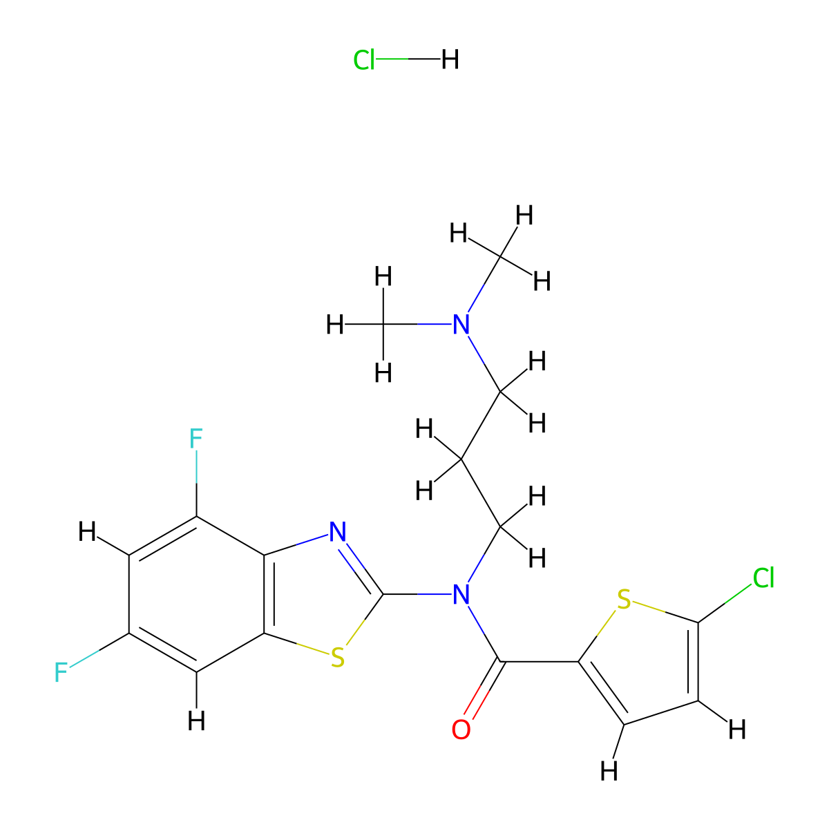 5-chloro-N-(4,6-difluorobenzo[d]thiazol-2-yl)-N-(3-(dimethylamino)propyl)thiophene-2-carboxamide hydrochloride molecular structure, CAS 1217103-63-3