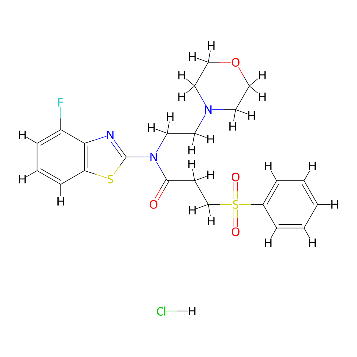 N-(4-fluorobenzo[d]thiazol-2-yl)-N-(2-morpholinoethyl)-3-(phenylsulfonyl)propanamide hydrochloride molecular structure, CAS 1217104-29-4