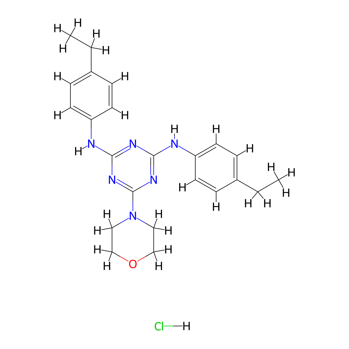 N2,N4-bis(4-ethylphenyl)-6-morpholino-1,3,5-triazine-2,4-diamine hydrochloride molecular structure, CAS 1217104-47-6