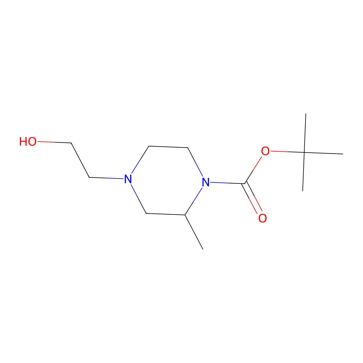 Tert-butyl 4-(2-hydroxyethyl)-2-methylpiperazine-1-carboxylate molecular structure, CAS 1217108-69-4