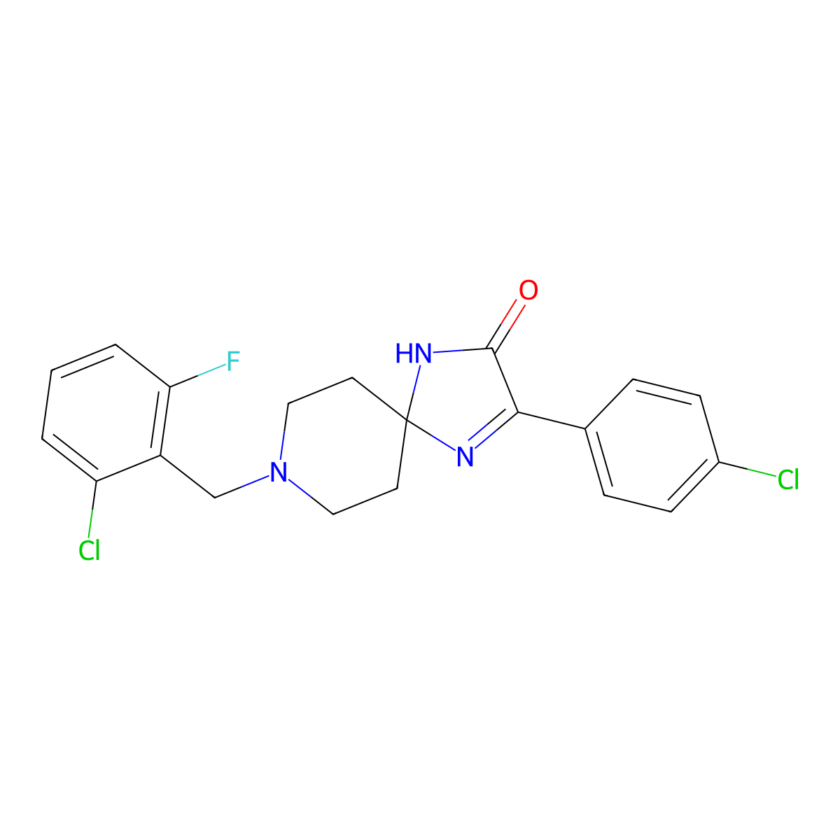 8-(2-Chloro-6-fluorobenzyl)-3-(4-chlorophenyl)-1,4,8-triazaspiro[4.5]dec-3-en-2-one molecular structure, CAS 1217109-68-6