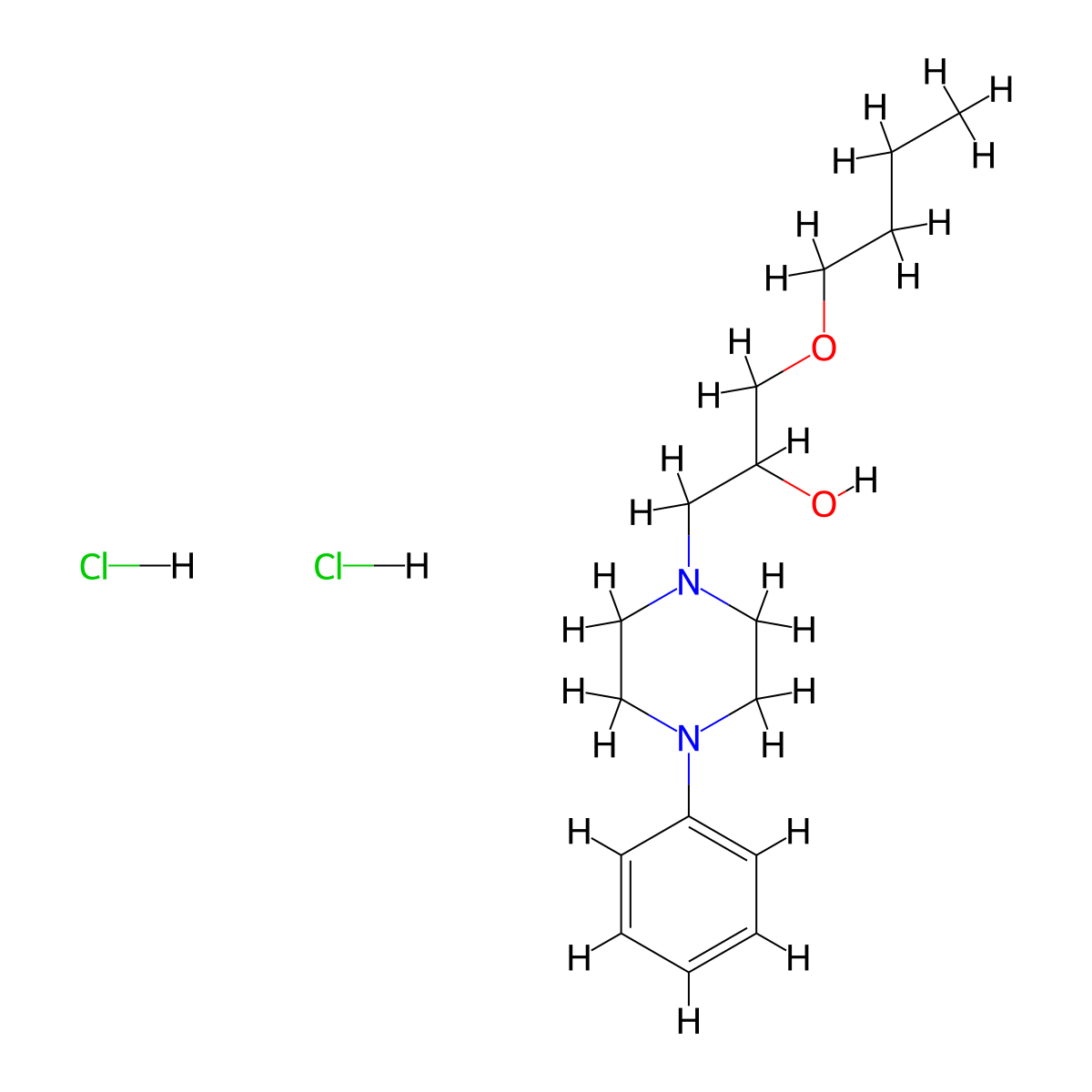 1-Butoxy-3-(4-phenylpiperazin-1-yl)propan-2-ol dihydrochloride molecular structure, CAS 1217110-26-3
