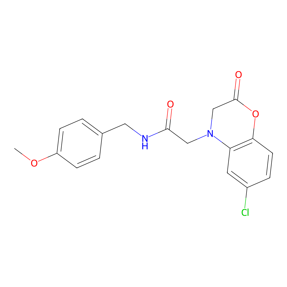 2-(6-chloro-2-oxo-2,3-dihydro-4H-1,4-benzoxazin-4-yl)-N-(4-methoxybenzyl)acetamide molecular structure, CAS 1217110-39-8
