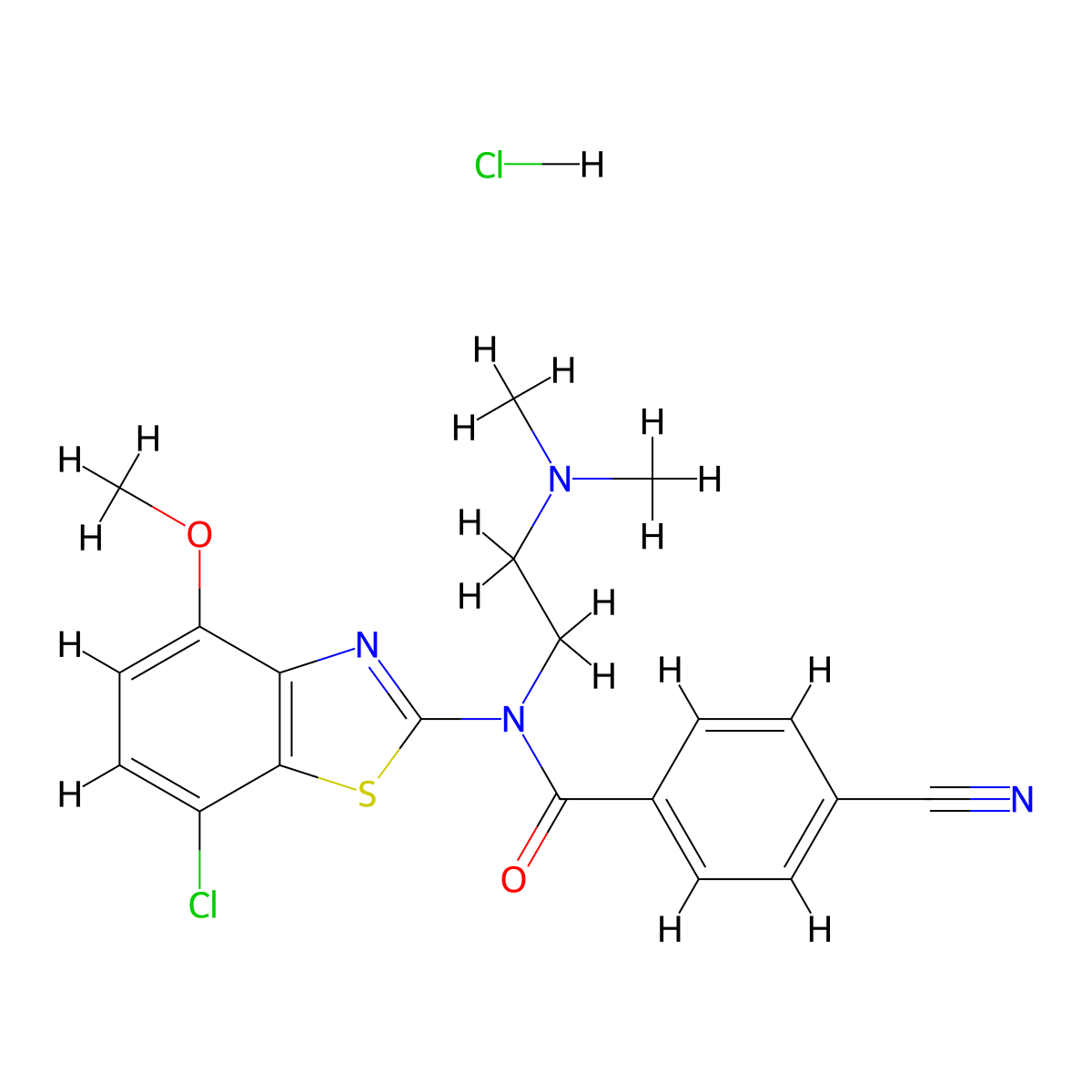 N-(7-chloro-4-methoxybenzo[d]thiazol-2-yl)-4-cyano-N-(2-(dimethylamino)ethyl)benzamide hydrochloride molecular structure, CAS 1217110-54-7