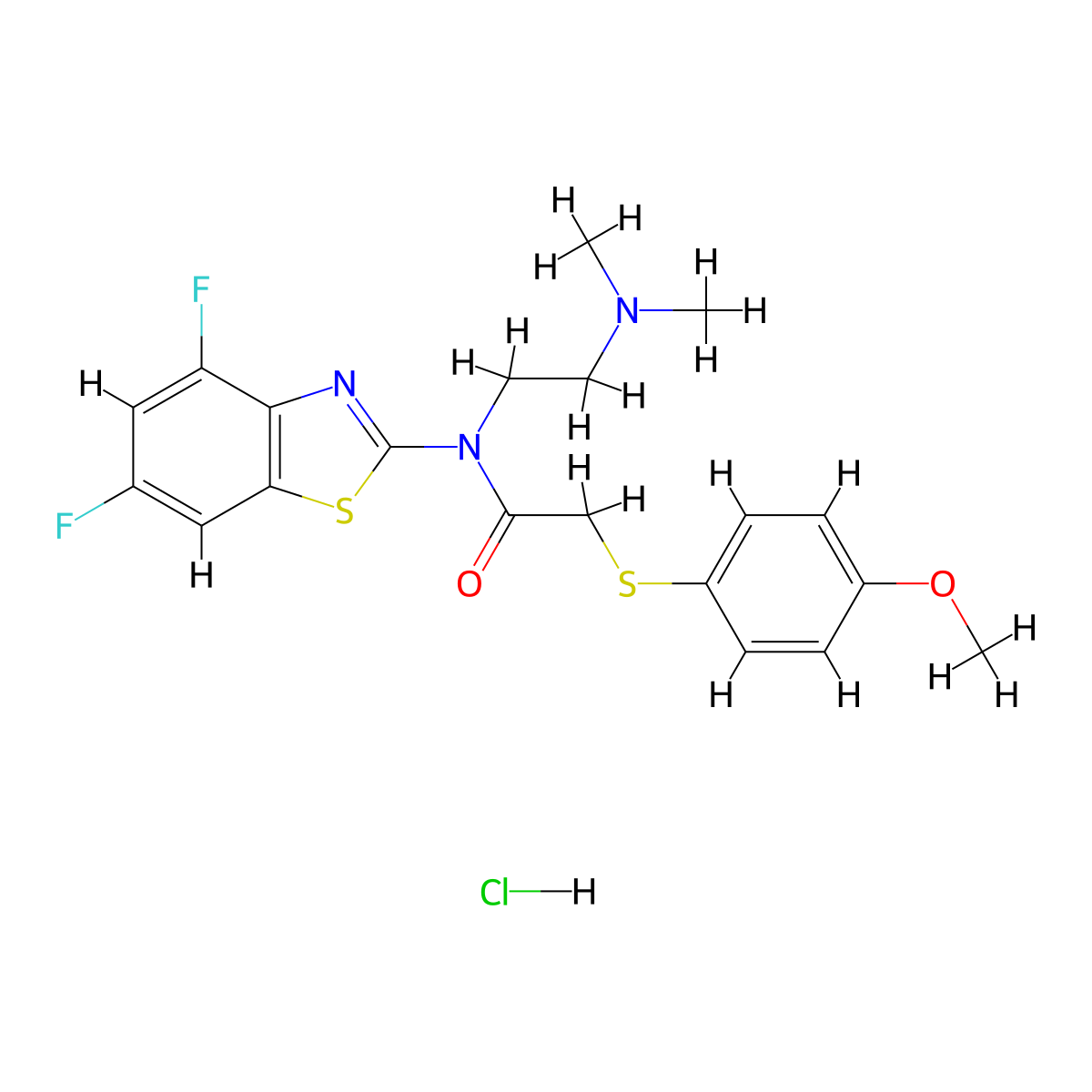 N-(4,6-difluorobenzo[d]thiazol-2-yl)-N-(2-(dimethylamino)ethyl)-2-((4-methoxyphenyl)thio)acetamide hydrochloride molecular structure, CAS 1217110-78-5