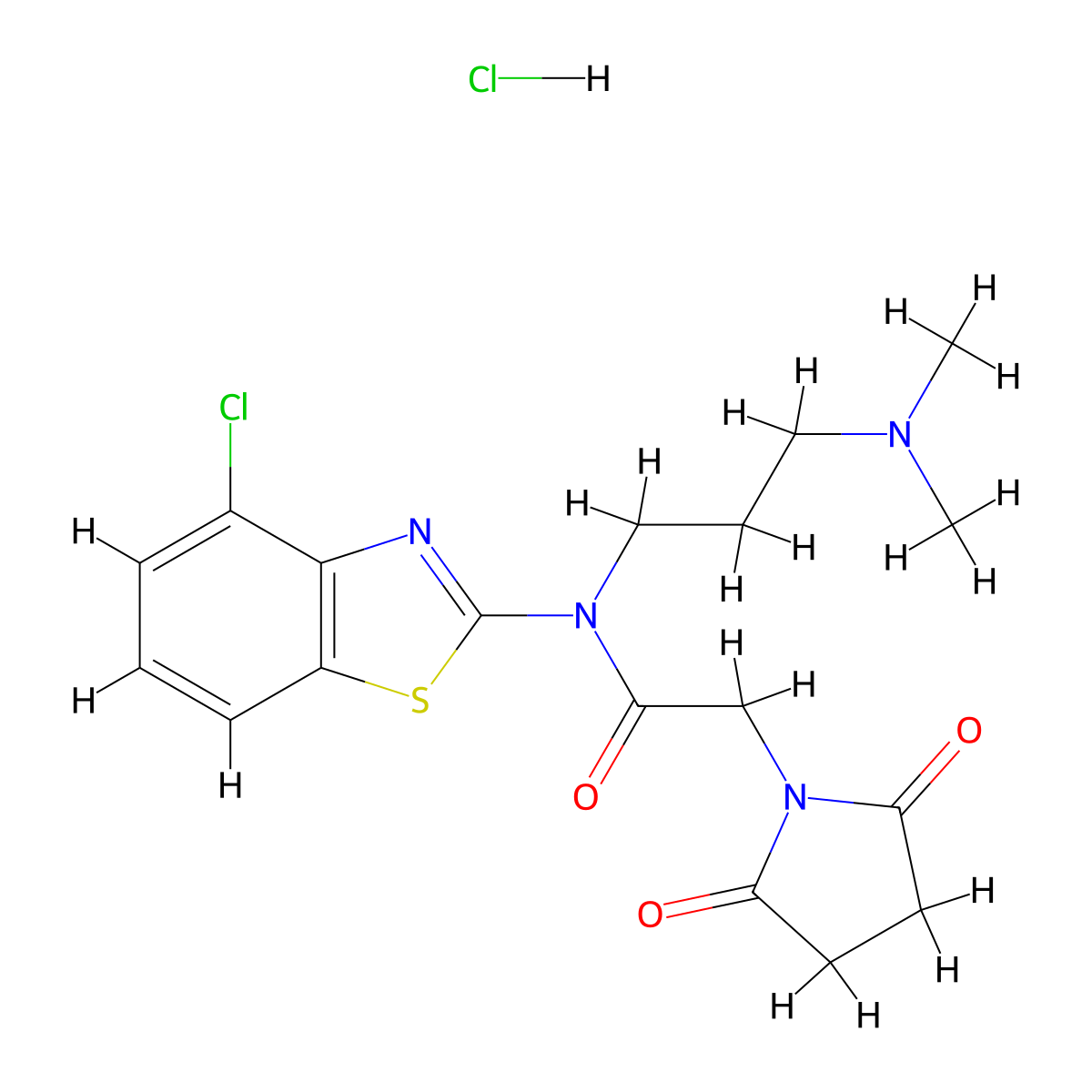 N-(4-chlorobenzo[d]thiazol-2-yl)-N-(3-(dimethylamino)propyl)-2-(2,5-dioxopyrrolidin-1-yl)acetamide hydrochloride molecular structure, CAS 1217111-94-8