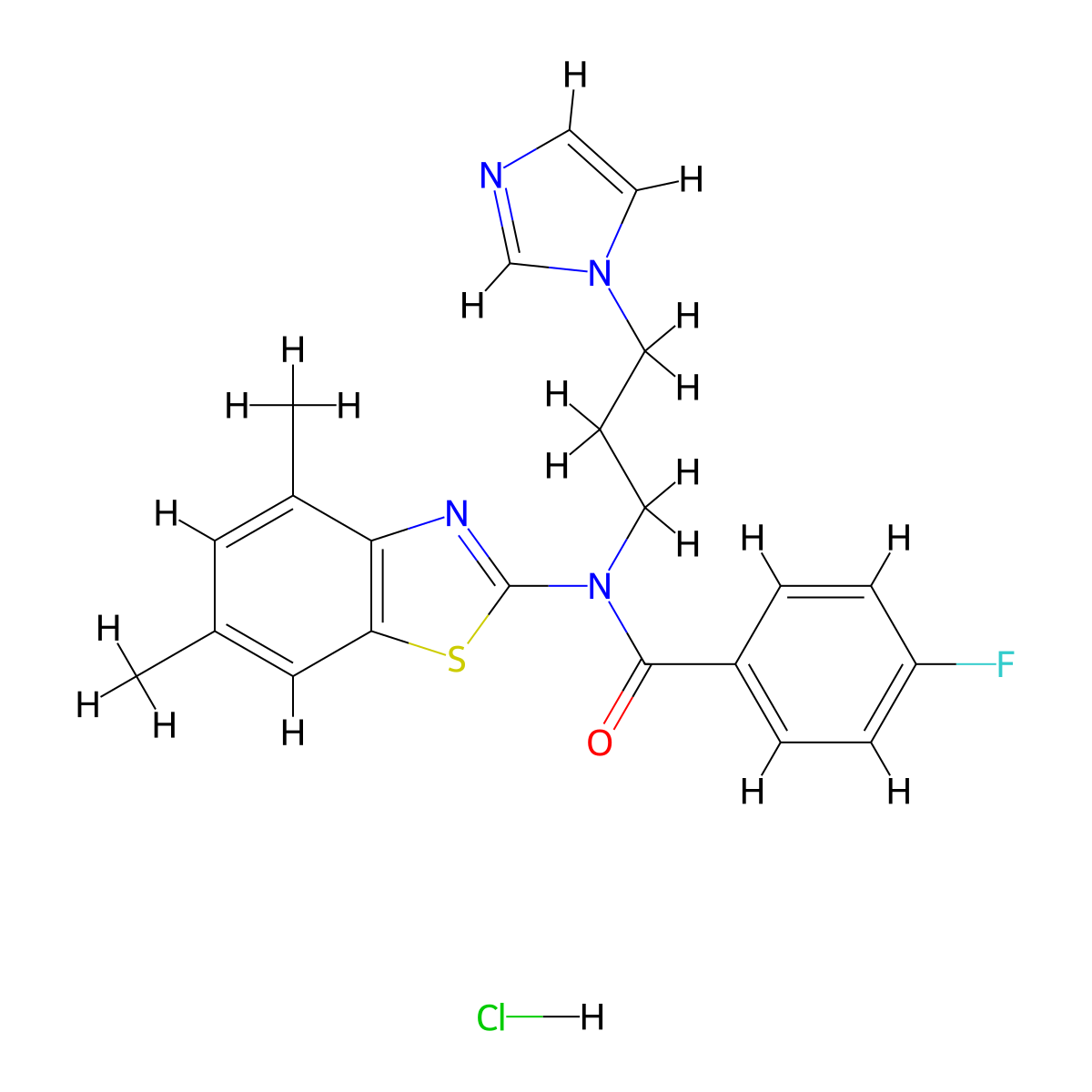 N-(3-(1H-imidazol-1-yl)propyl)-N-(4,6-dimethylbenzo[d]thiazol-2-yl)-4-fluorobenzamide hydrochloride molecular structure, CAS 1217112-27-0