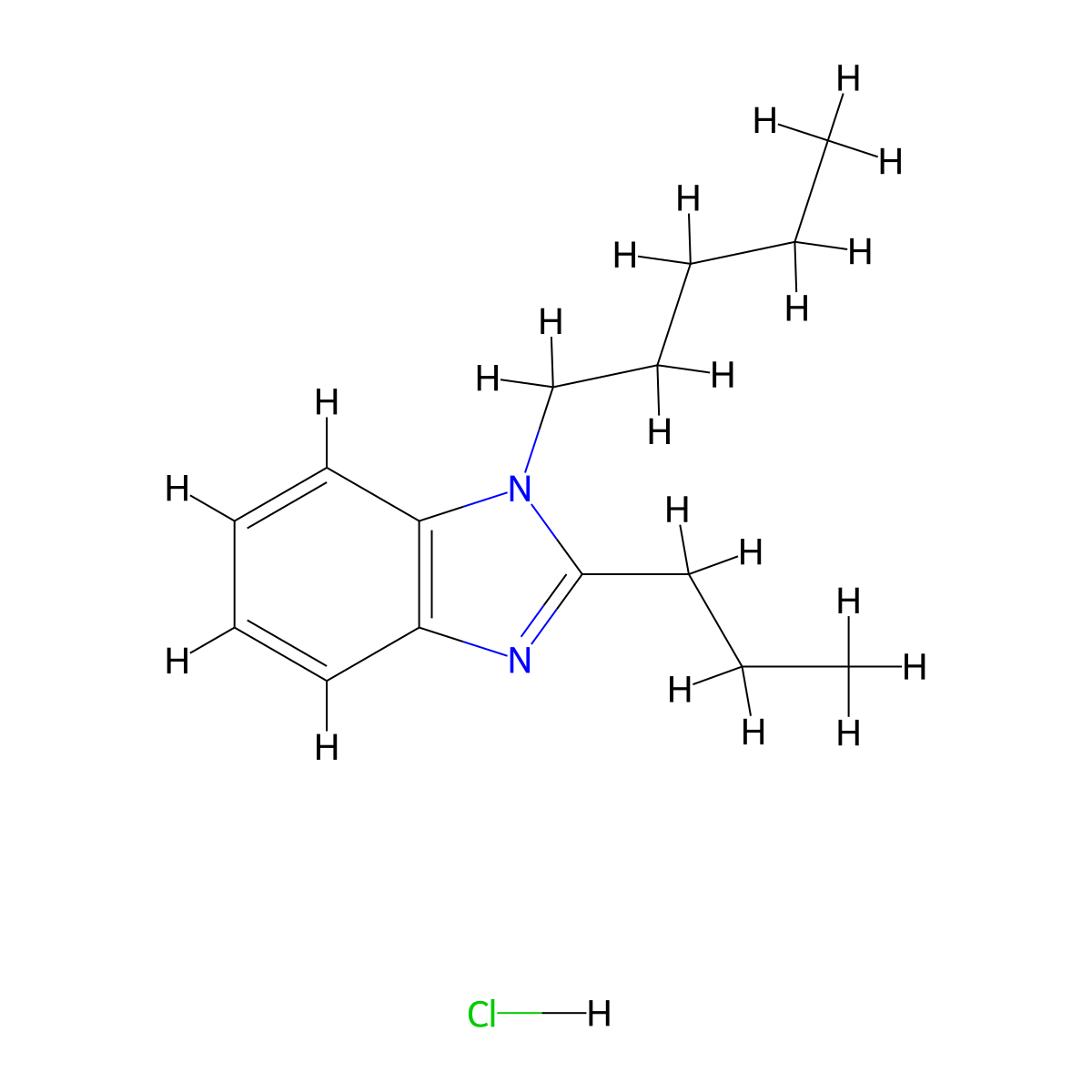 1-pentyl-2-propyl-1H-benzo[d]imidazole hydrochloride molecular structure, CAS 1217113-39-7
