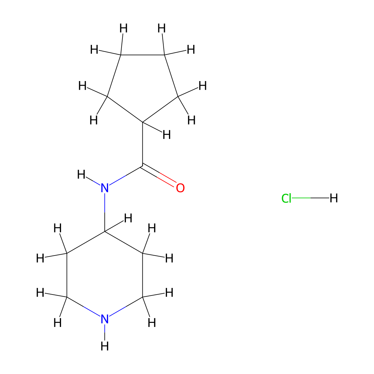 N-(piperidin-4-yl)cyclopentanecarboxamide hydrochloride molecular structure, CAS 1217113-50-2