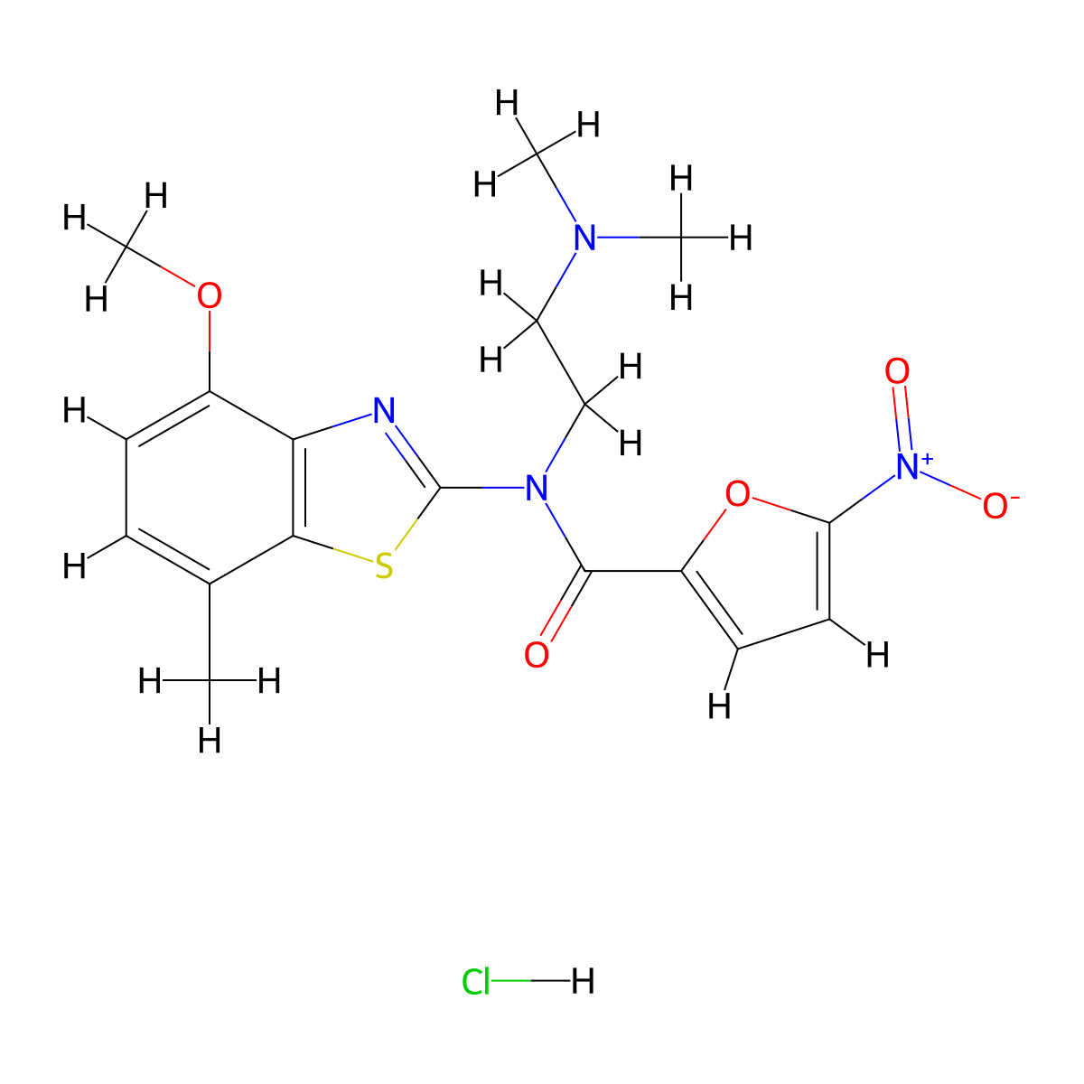 N-[2-(Dimethylamino)ethyl]-N-(4-methoxy-7-methyl-1,3-benzothiazol-2-YL)-5-nitrofuran-2-carboxamide hydrochloride molecular structure, CAS 1217114-73-2