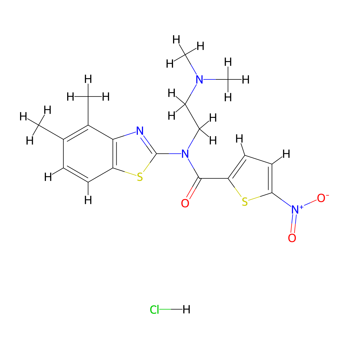 N-(2-(dimethylamino)ethyl)-N-(4,5-dimethylbenzo[d]thiazol-2-yl)-5-nitrothiophene-2-carboxamide hydrochloride molecular structure, CAS 1217115-12-2