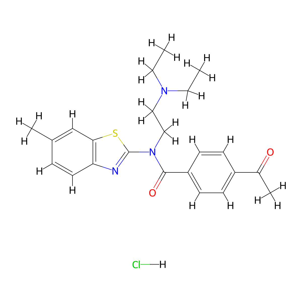 4-acetyl-N-(2-(diethylamino)ethyl)-N-(6-methylbenzo[d]thiazol-2-yl)benzamide hydrochloride molecular structure, CAS 1217115-84-8