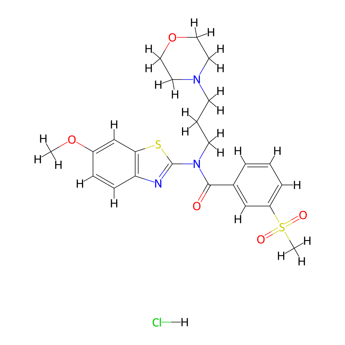 N-(6-methoxybenzo[d]thiazol-2-yl)-3-(methylsulfonyl)-N-(3-morpholinopropyl)benzamide hydrochloride molecular structure, CAS 1217116-77-2