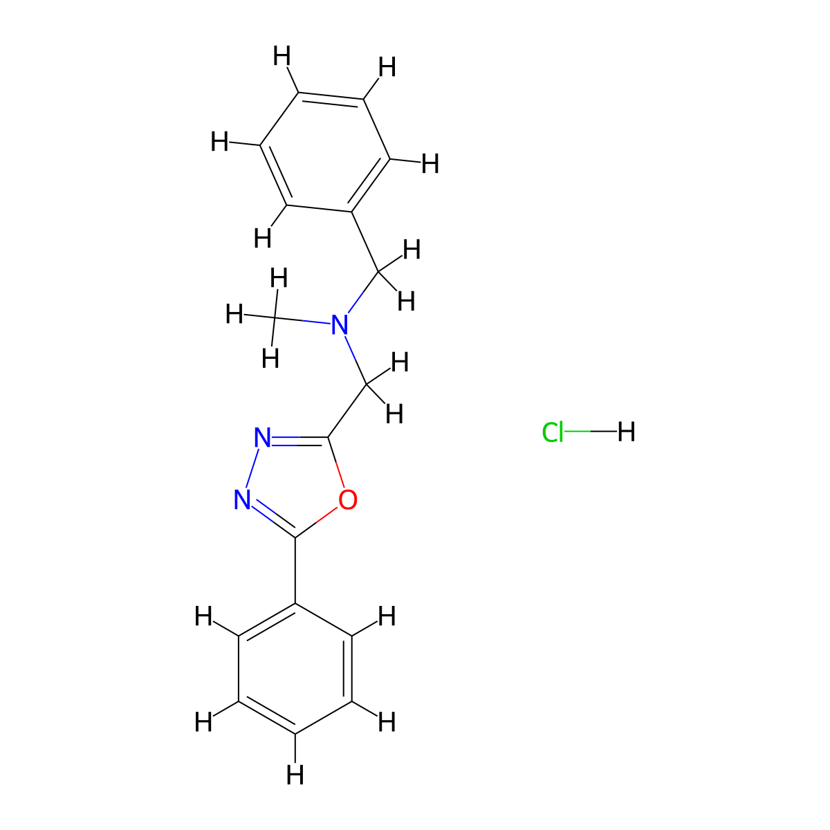 Benzyl(methyl)[(5-phenyl-1,3,4-oxadiazol-2-yl)methyl]amine hydrochloride molecular structure, CAS 1217118-05-2